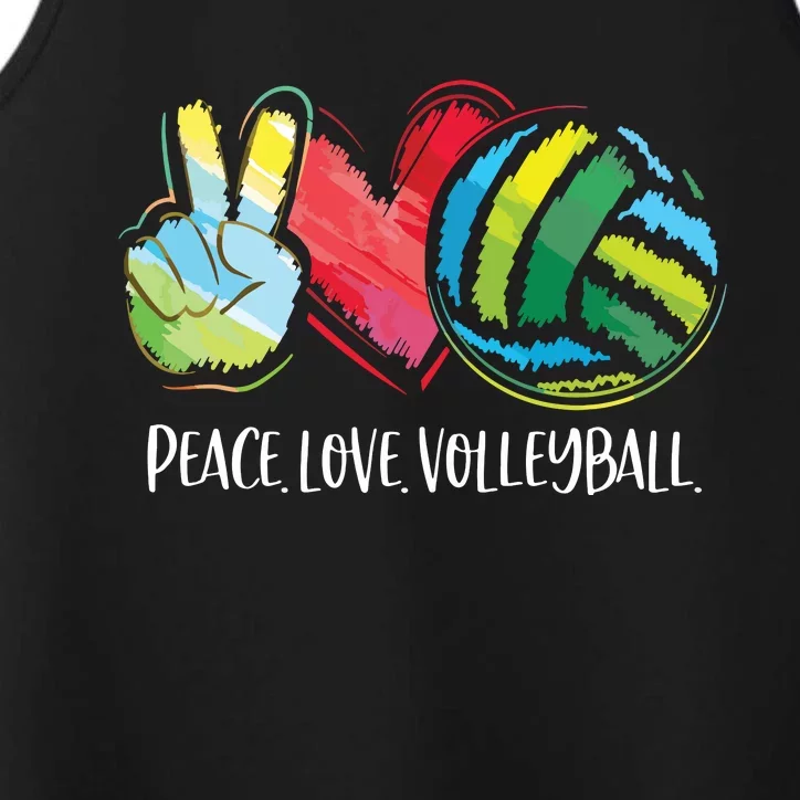 Volleyball Player Peace Love Volleyball Performance Tank