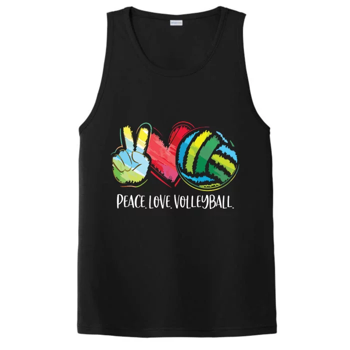 Volleyball Player Peace Love Volleyball Performance Tank