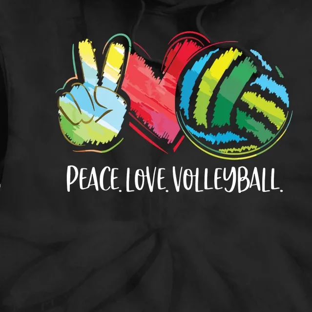 Volleyball Player Peace Love Volleyball Tie Dye Hoodie