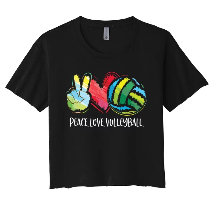 Volleyball Player Peace Love Volleyball Women's Crop Top Tee