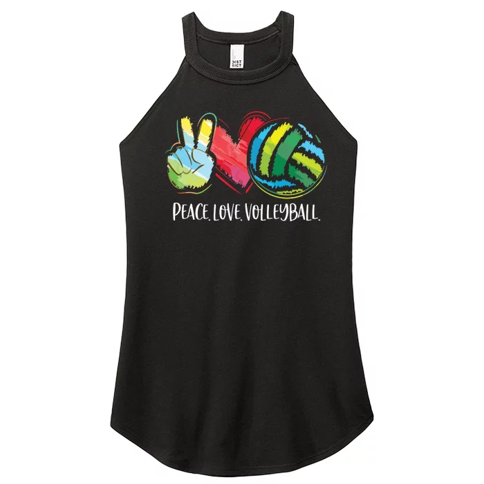 Volleyball Player Peace Love Volleyball Women’s Perfect Tri Rocker Tank