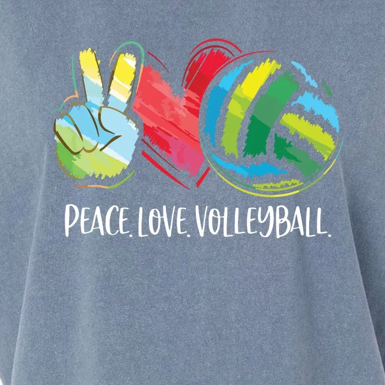 Volleyball Player Peace Love Volleyball Garment-Dyed Women's Muscle Tee