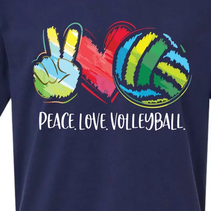 Volleyball Player Peace Love Volleyball Sueded Cloud Jersey T-Shirt