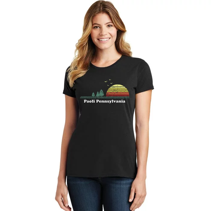 Vintage Paoli Pennsylvania Sunset Souvenir Women's T-Shirt