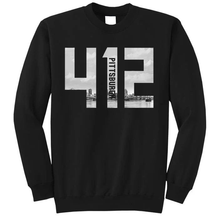 Vintage Pittsburgh Pennsylvania 412 Area Code Skyline Tall Sweatshirt