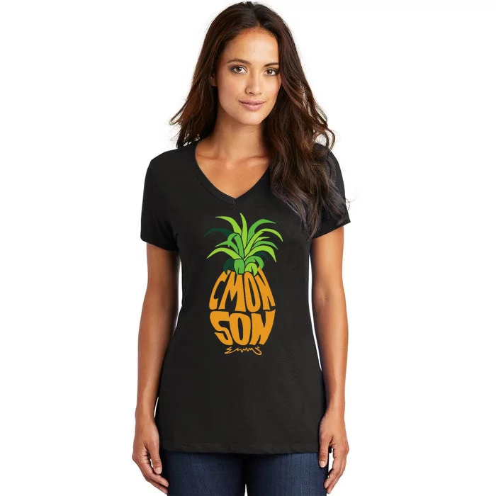 Vintage PSYCH Pineapple Of Gus Cmon Son! Crazy Lover Gift Women's V-Neck T-Shirt