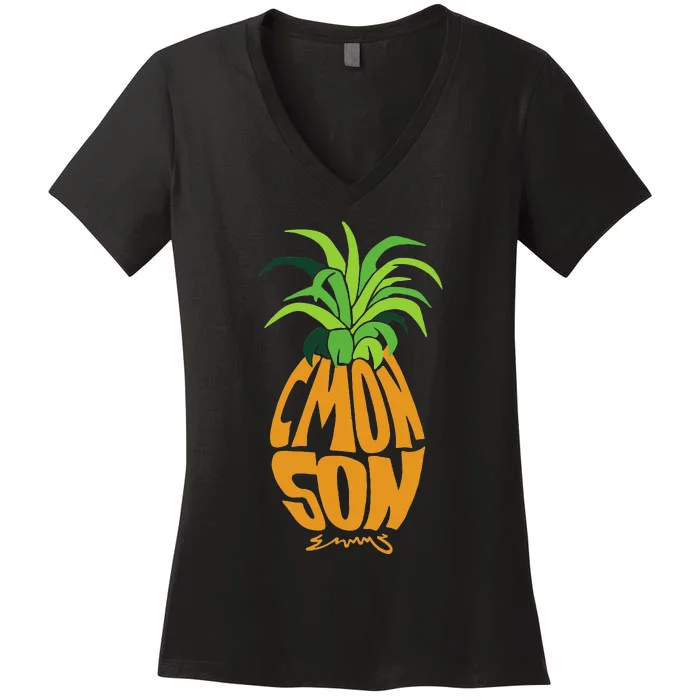 Vintage PSYCH Pineapple Of Gus Cmon Son! Crazy Lover Gift Women's V-Neck T-Shirt