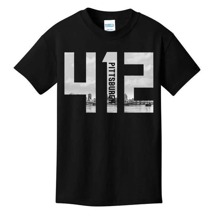 Vintage Pittsburgh Pennsylvania 412 Area Code Skyline Kids T-Shirt