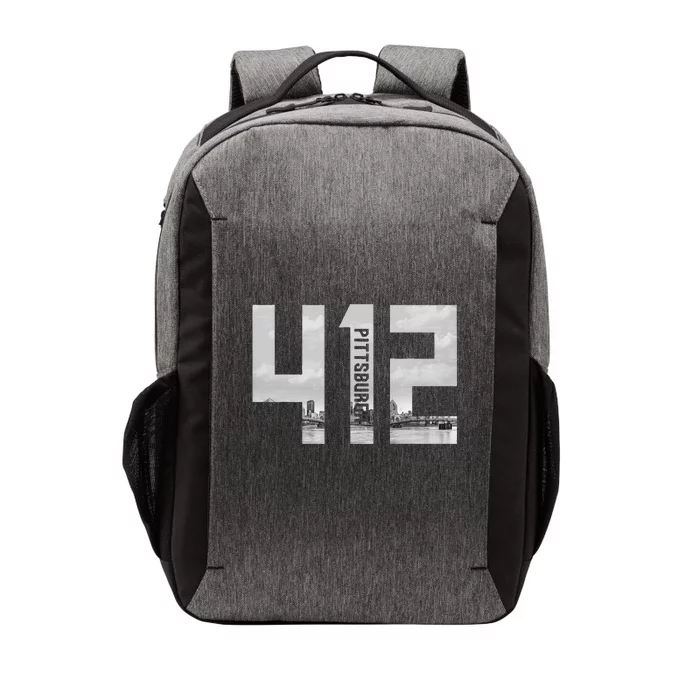 Vintage Pittsburgh Pennsylvania 412 Area Code Skyline Vector Backpack