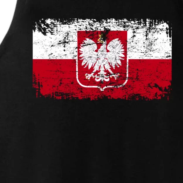 Vintage Polish Poland Polska Flag Distressed Ladies Tri-Blend Wicking Tank