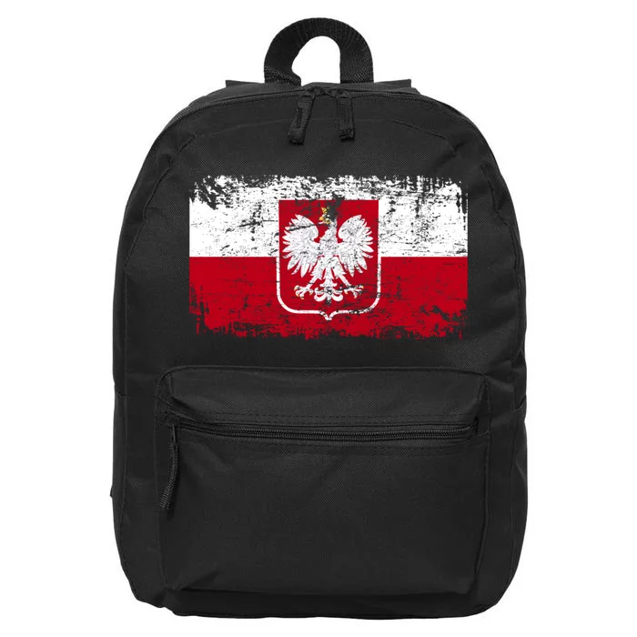 Vintage Polish Poland Polska Flag Distressed 16 in Basic Backpack