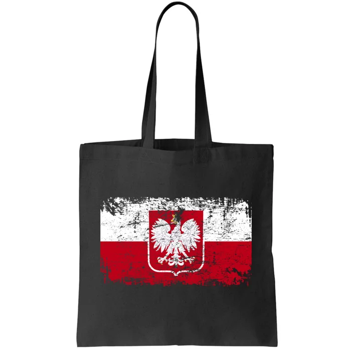 Vintage Polish Poland Polska Flag Distressed Tote Bag