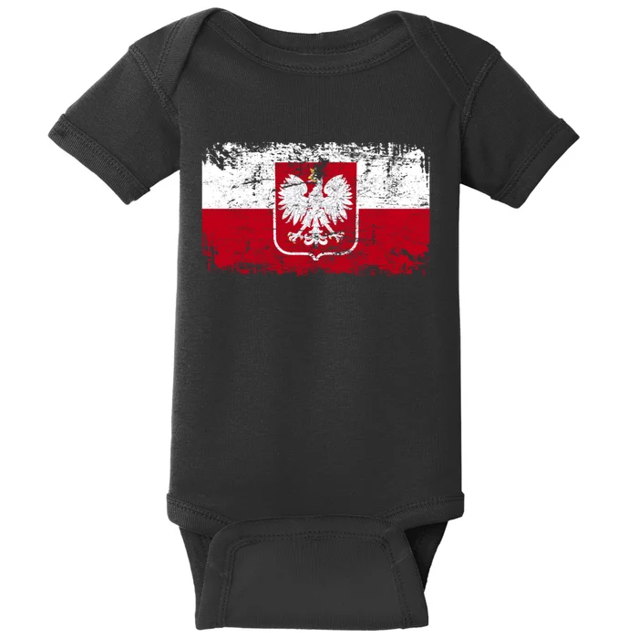 Vintage Polish Poland Polska Flag Distressed Baby Bodysuit