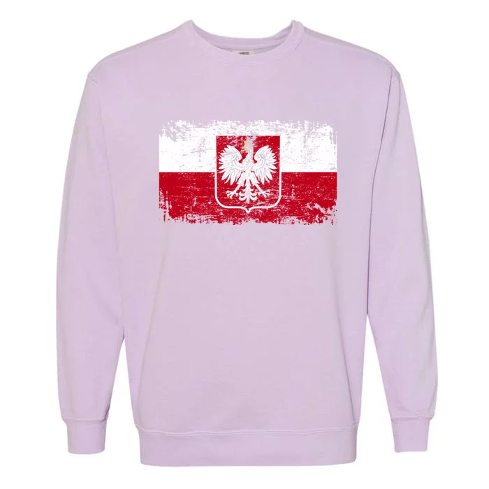 Vintage Polish Poland Polska Flag Distressed Garment-Dyed Sweatshirt