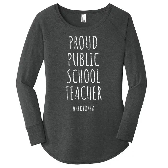 Vintage Proud Public School Teacher Red For Ed Women's Perfect Tri Tunic Long Sleeve Shirt