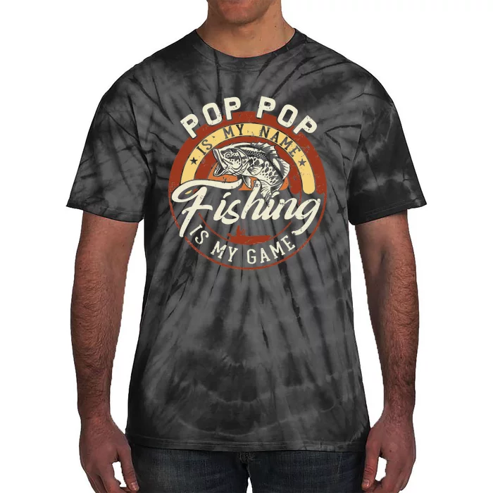 Vintage Pop Pop is My Name Fishing Game Gift For Fathers Day Tie-Dye T-Shirt