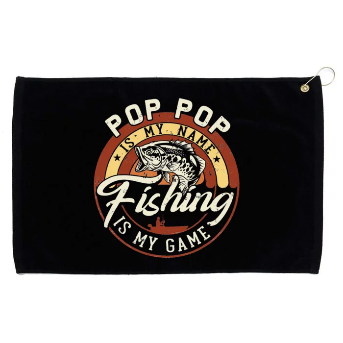 Vintage Pop Pop is My Name Fishing Game Gift For Fathers Day Grommeted Golf Towel