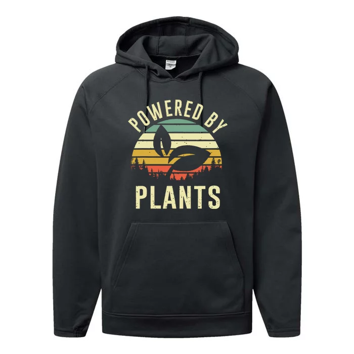 Vintage Powered Plants Vegetarian By Vegan Diet Performance Fleece Hoodie