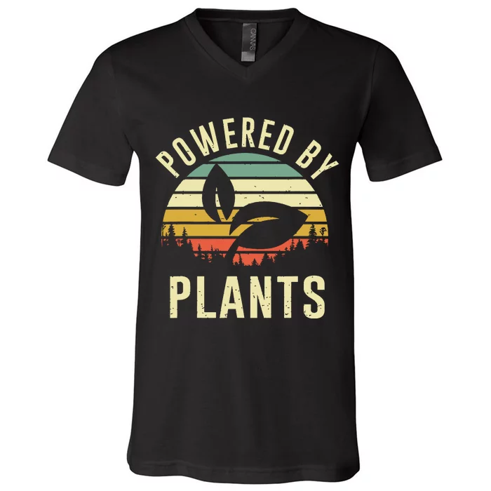 Vintage Powered Plants Vegetarian By Vegan Diet V-Neck T-Shirt