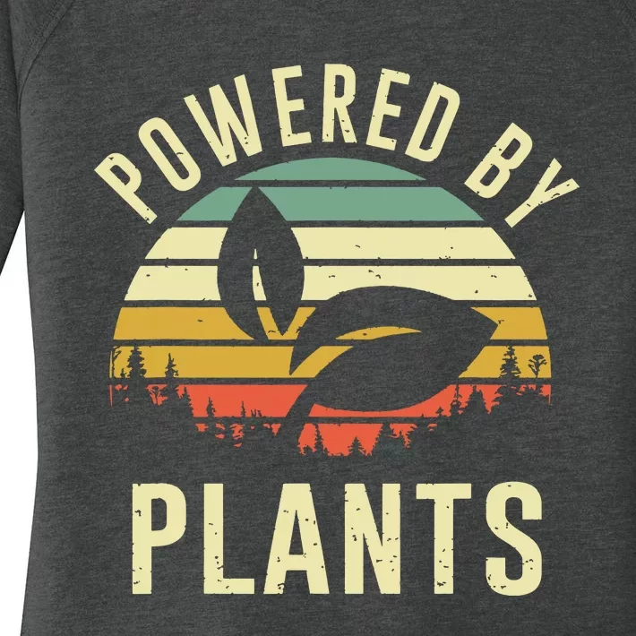 Vintage Powered Plants Vegetarian By Vegan Diet Women's Perfect Tri Tunic Long Sleeve Shirt