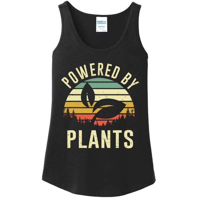 Vintage Powered Plants Vegetarian By Vegan Diet Ladies Essential Tank