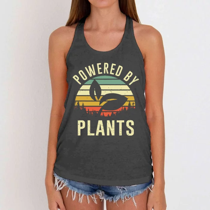 Vintage Powered Plants Vegetarian By Vegan Diet Women's Knotted Racerback Tank