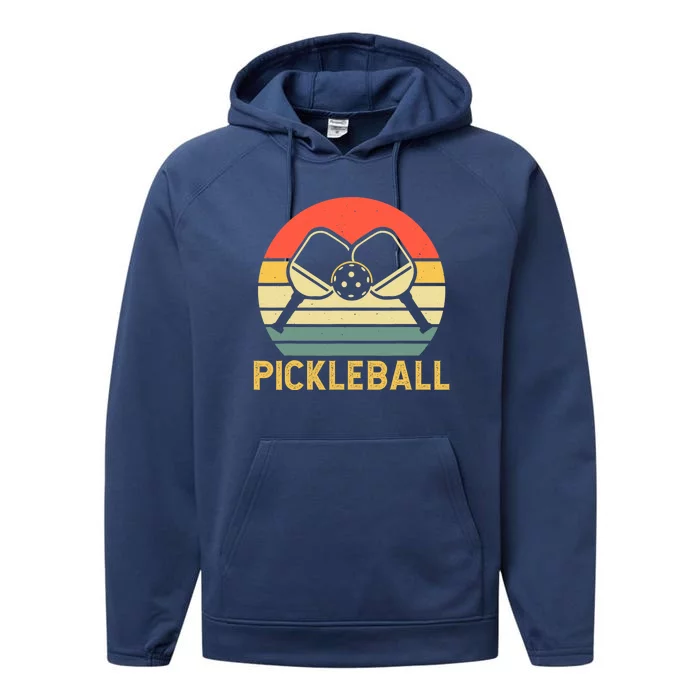 Vintage Pickleball Player Performance Fleece Hoodie