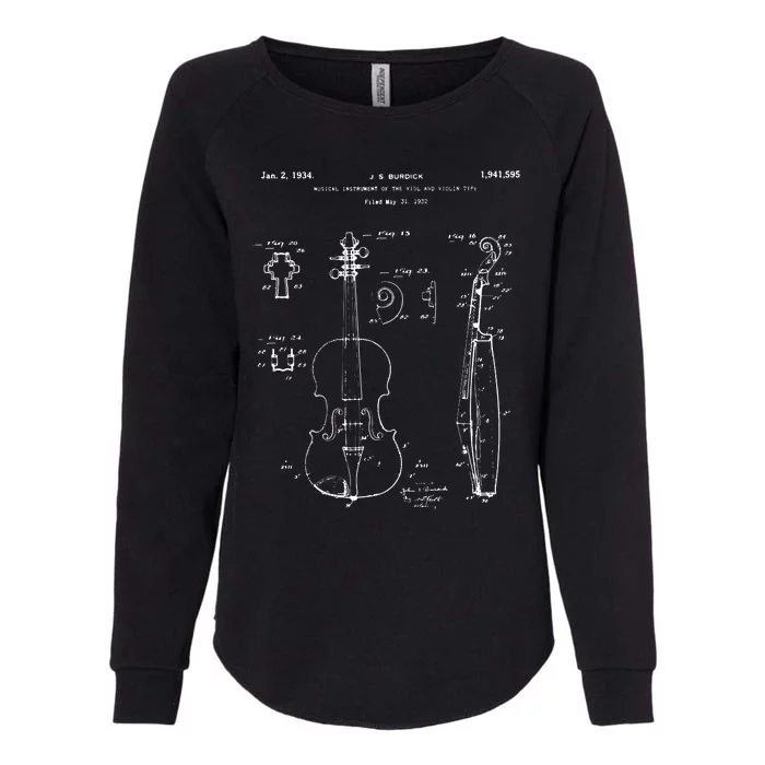 Vintage Patent Print 1932 Violin Player Womens California Wash Sweatshirt