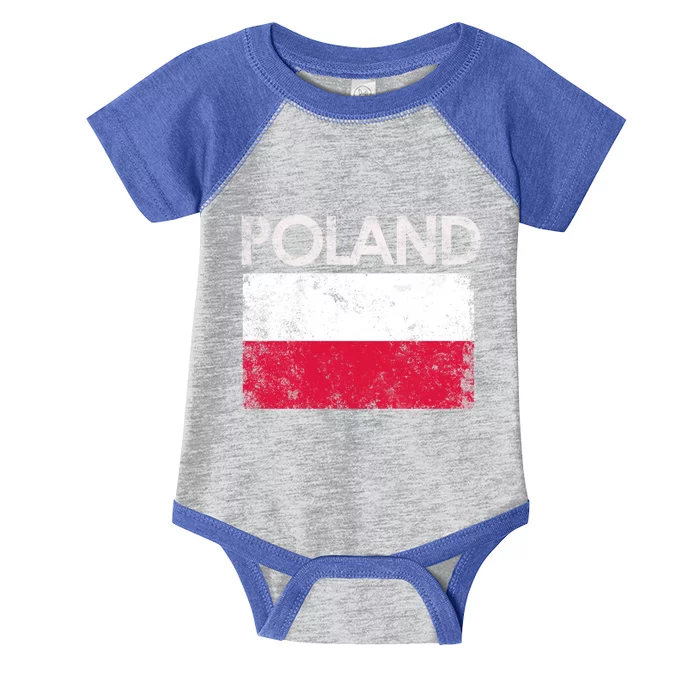 Vintage Poland Polish Flag Pride Gift Infant Baby Jersey Bodysuit