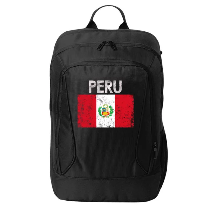 Vintage Peru Peruvian Flag Pride Gift Cool Gift City Backpack