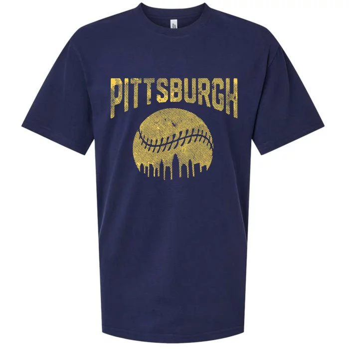 Vintage Pittsburgh Pennsylvania Baseball Fans Skyline Sports Sueded Cloud Jersey T-Shirt