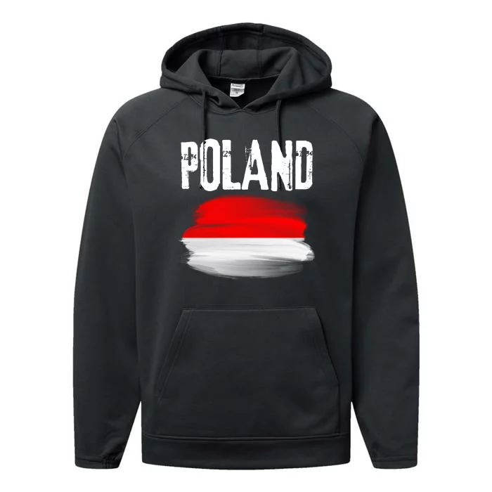 Vintage Poland Polska Polish Flag Souvenir Gift Performance Fleece Hoodie