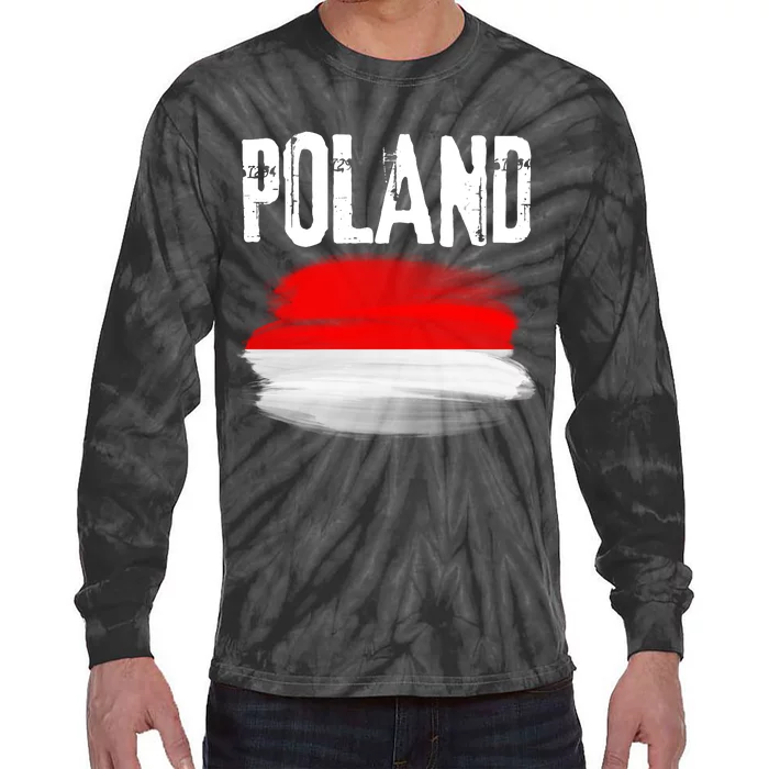 Vintage Poland Polska Polish Flag Souvenir Gift Tie-Dye Long Sleeve Shirt