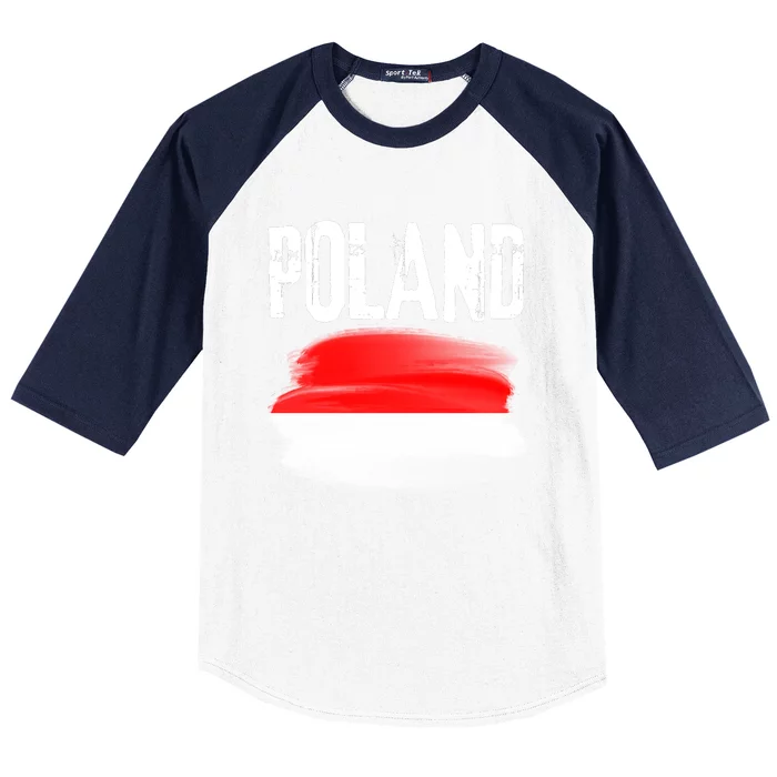 Vintage Poland Polska Polish Flag Souvenir Gift Baseball Sleeve Shirt