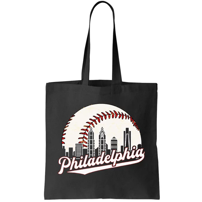 Vintage Philadelphia Philly Cityscape Baseball Skyline Retro Tote Bag