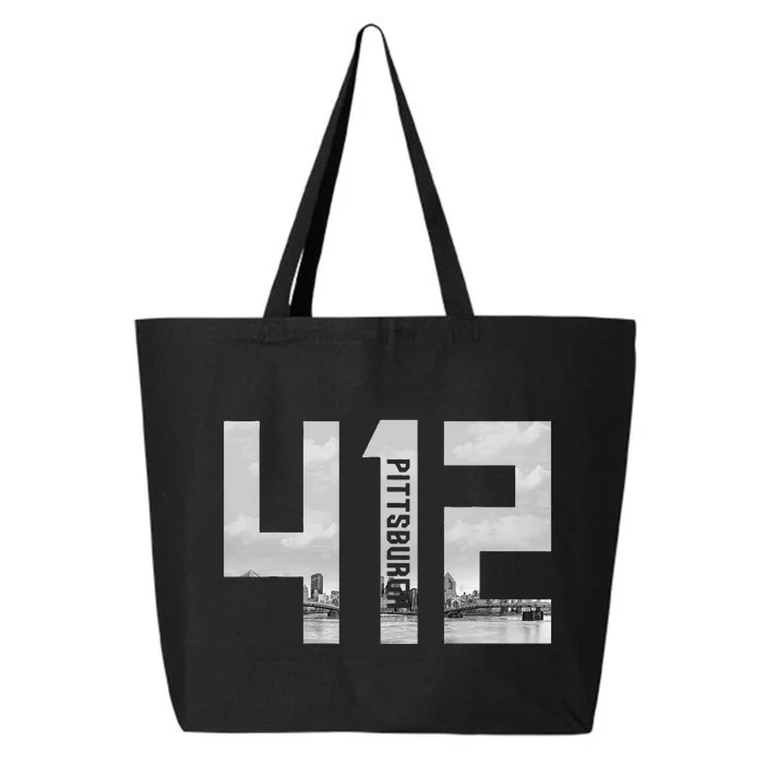 Vintage Pittsburgh Pennsylvania 412 Area Code Skyline 25L Jumbo Tote