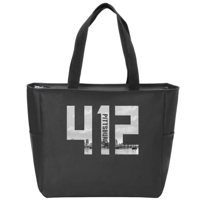 Vintage Pittsburgh Pennsylvania 412 Area Code Skyline Zip Tote Bag