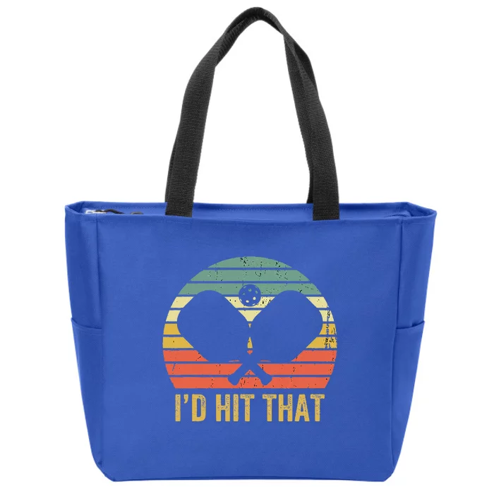 Vintage Pickleball Player Funny I'd Hit That Retro Zip Tote Bag