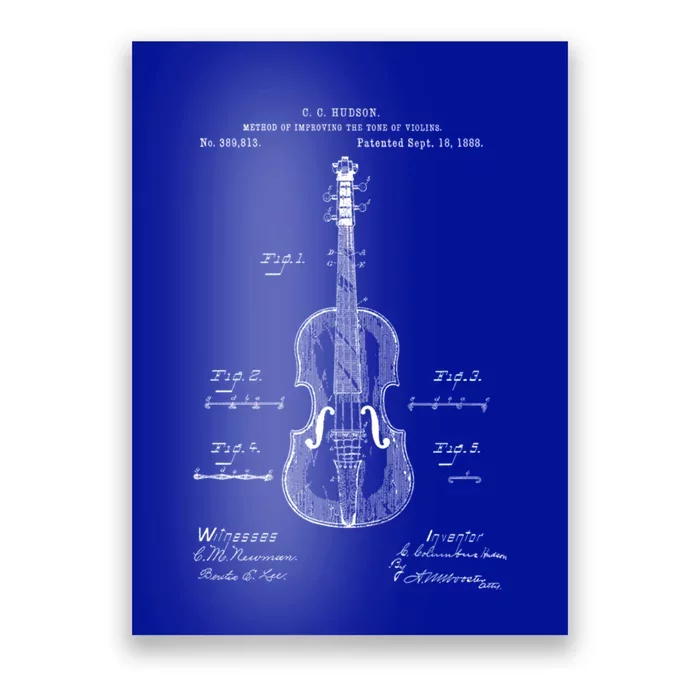 Vintage Patent Print 1888 Violin Player Gift Meaningful Gift Poster