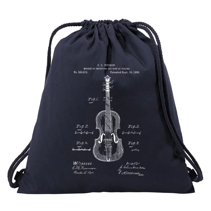 Vintage Patent Print 1888 Violin Player Gift Meaningful Gift Drawstring Bag