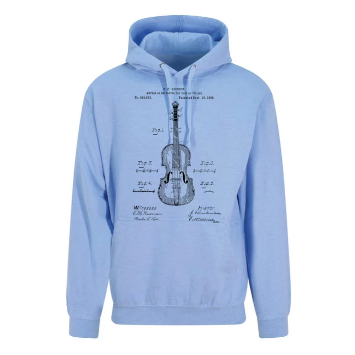 Vintage Patent Print 1888 Violin Player Gift Meaningful Gift Unisex Surf Hoodie