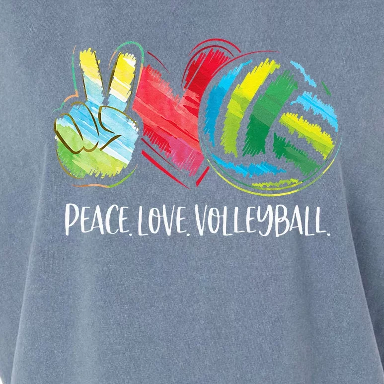 Volleyball Player  Peace Love Volleyball Garment-Dyed Women's Muscle Tee