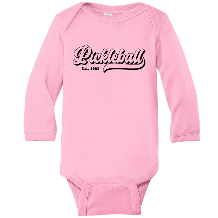 Vintage Pickleball Paddles Est 1965 Baby Long Sleeve Bodysuit