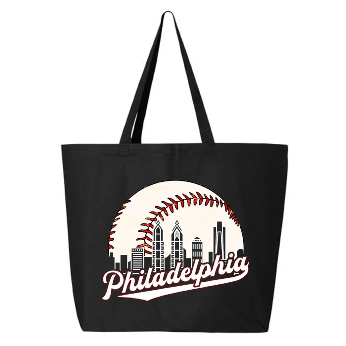 Vintage Philadelphia Philly Cityscape Baseball Skyline Retro 25L Jumbo Tote