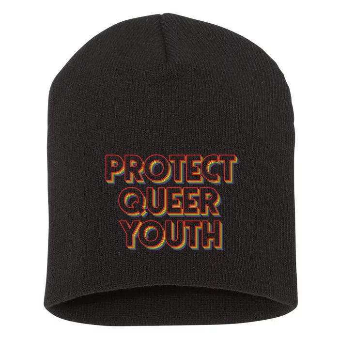 Vintage Protect Queer Rainbow Lgbt Rights Pride Short Acrylic Beanie