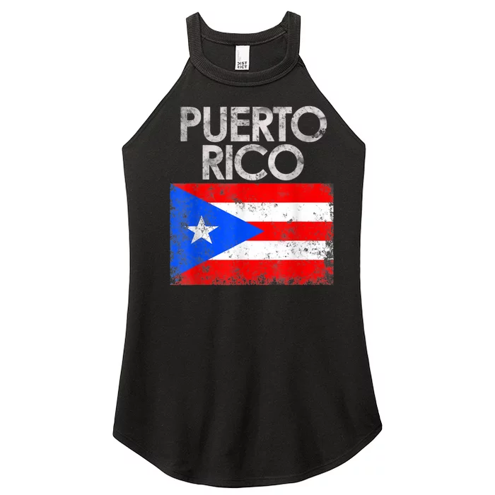 Vintage Puerto Rico Puerto Rican Flag Pride Gift Women’s Perfect Tri Rocker Tank