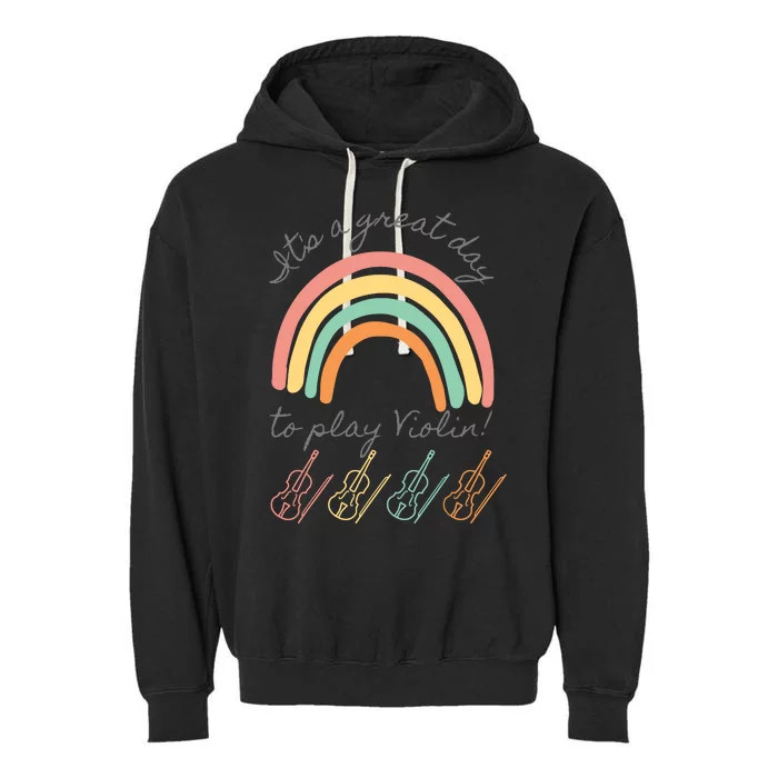 Violin Player Rainbow Design Garment-Dyed Fleece Hoodie