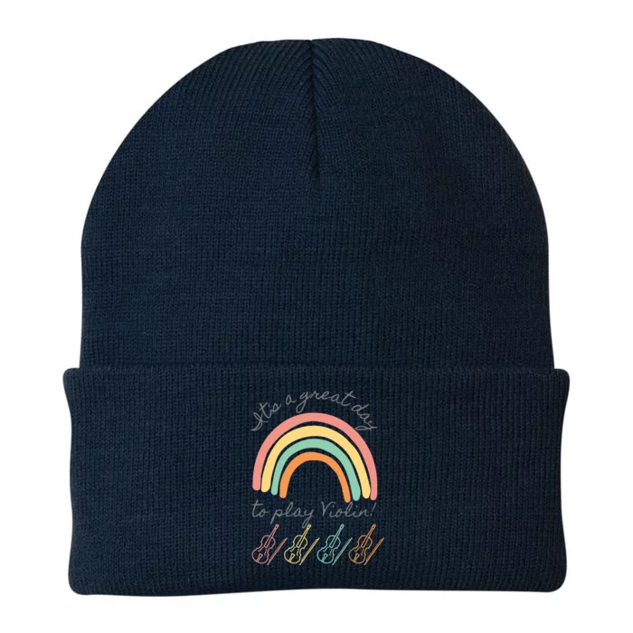 Violin Player Rainbow Design Knit Cap Winter Beanie