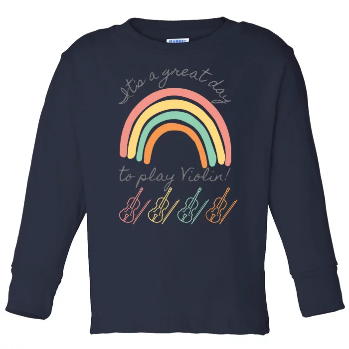 Violin Player Rainbow Design Toddler Long Sleeve Shirt