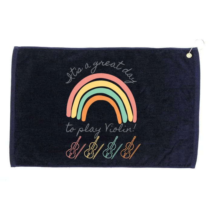 Violin Player Rainbow Design Grommeted Golf Towel